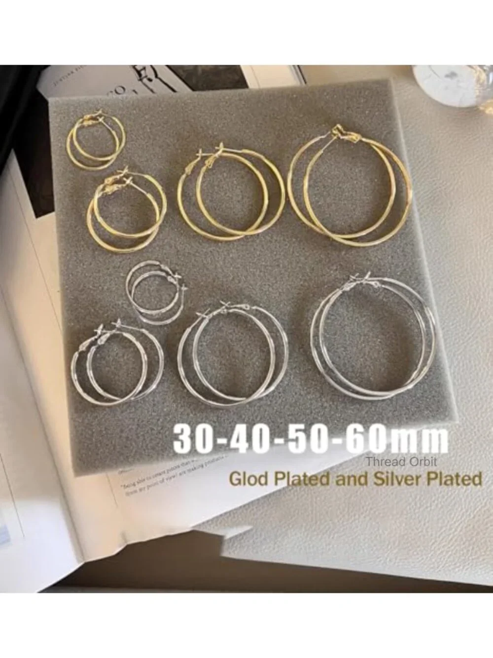 8 Pair Gold Silver Hoop Earrings Set Chunky Pearl Twisted Statement Earrings